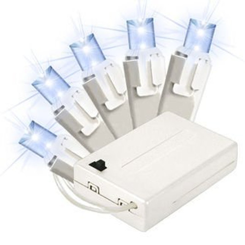 Queens of Christmas BAT-50MMPW-4W 50 Count Chonical Battery Operated Pure White LED String Light Set on White Wire, 5mm