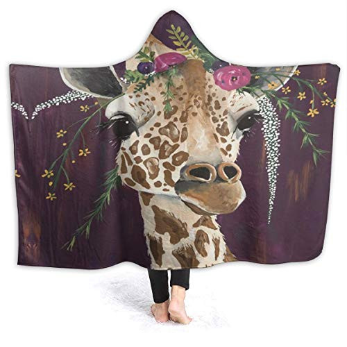 ARRISUM Giraffe with Floral Headpiece Hooded Blanket Super Soft Flannel for Bed Sofa Lightweight Blanket Throw Size for Kids Adults All Season 80X60Inches ARRISUM Giraffe with Floral Headpiece Hooded Blanket Super Soft Flannel for Bed Sofa Lightweight Blanket Throw Size for Kids Adults All Season 80X60Inches