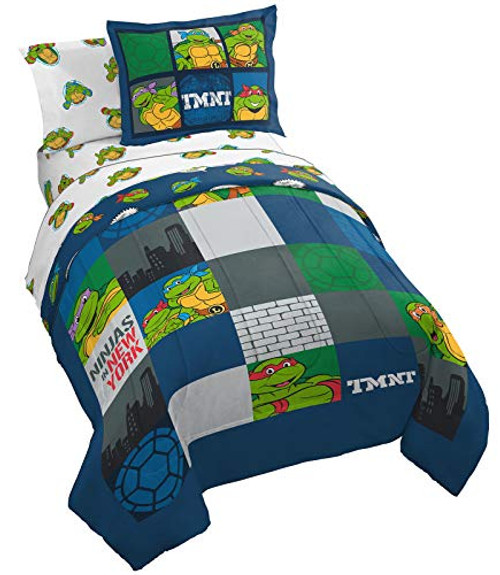Nickelodeon Teenage Mutant Ninja Turtles NY Ninjas 5 Piece Twin Bed Set - Includes Reversible Comforter and Sheet Set Bedding - Super Soft Fade Resistant Microfiber Official Nickelodeon Product Nickelodeon Teenage Mutant Ninja Turtles NY Ninjas 5 Piece Twin Bed Set - Includes Reversible Comforter and Sheet Set Bedding - Super Soft Fade Resistant Microfiber Official Nickelodeon Product