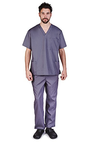 M and M SCRUBS Men Scrub Set Medical Scrub Top and Pants XL Charcoal