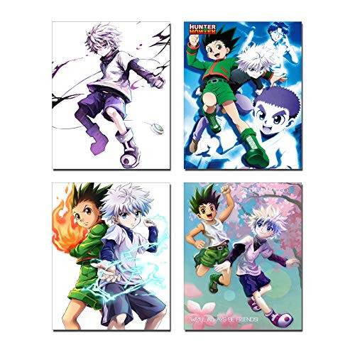PIEHIK Hunter X Hunter Poster - Anime Hunter X Hunter Poster Set Canvas Wall Art Print for Home Decor Set of 4Unframed8 x 10inches