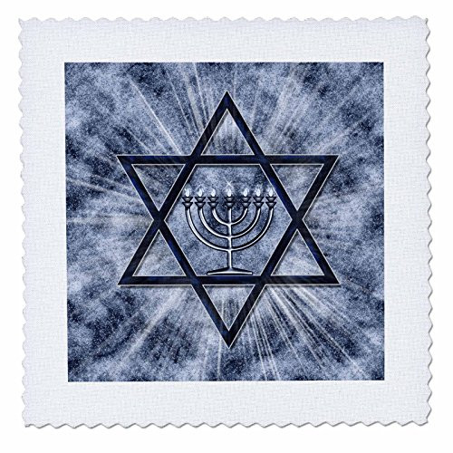 3dRose qs_52283_5 Hanukkah Menorah with Star of David in Blue-Quilt Square, 14 by 14-Inch 3dRose qs_52283_5 Hanukkah Menorah with Star of David in Blue-Quilt Square, 14 by 14-Inch