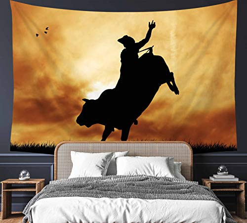 Western Cowboy Bull Rider At Sunset Tapestry 60 inch x 80 Cow Boy Wall Hanging Party Decorations Bedding Wall Blanket Art Home Decor for Bedroom Living Room Dorm 150 x 200cm Western Cowboy Bull Rider At Sunset Tapestry 60 inch x 80 Cow Boy Wall Hanging Party Decorations Bedding Wall Blanket Art Home Decor for Bedroom Living Room Dorm 150 x 200cm