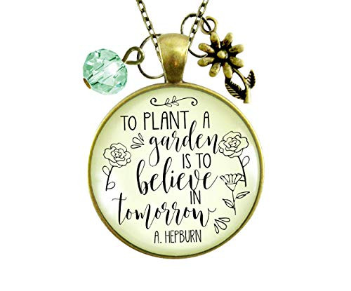 Gutsy Goodness Love to Garden Necklace to Plant a Garden Believe in Tomorrow Quote Gift Jewelry 24 inch Gutsy Goodness Love to Garden Necklace to Plant a Garden Believe in Tomorrow Quote Gift Jewelry 24 inch