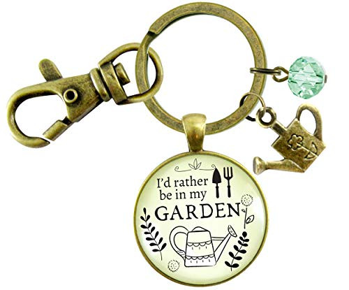 Gutsy Goodness Gardening Keychain Id Rather Be In My Garden Plant Lady Quote Gift Jewelry