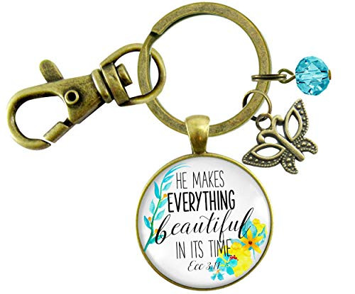 Gutsy Goodness He Makes Everything Beautiful Keychain Watercolor Faith Butterfly Jewelry For Women Gutsy Goodness He Makes Everything Beautiful Keychain Watercolor Faith Butterfly Jewelry For Women