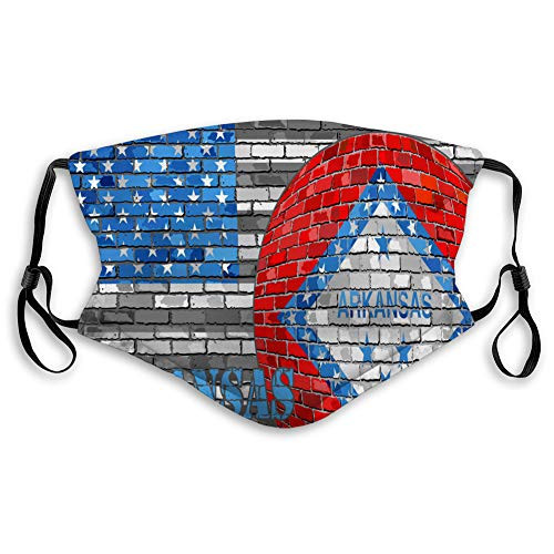 NYNELSONG Reusable Outdoor Mouth Cover Arkansas Flag on The Grey USA Flag Background Safety Covers NYNELSONG Reusable Outdoor Mouth Cover Arkansas Flag on The Grey USA Flag Background Safety Covers