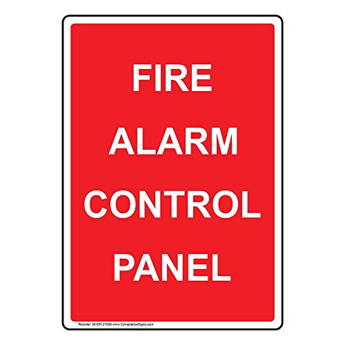 Vertical Fire Alarm Control Panel Label Decal 5x3.5 in. 4-Pack Vinyl for Fire Safety Equipment by ComplianceSigns