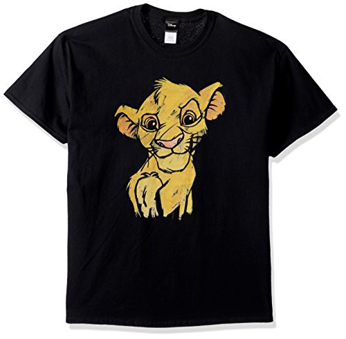 Disney Mens Lion King Simba Sketch Crown Prince Graphic T-Shirt Black X-Large