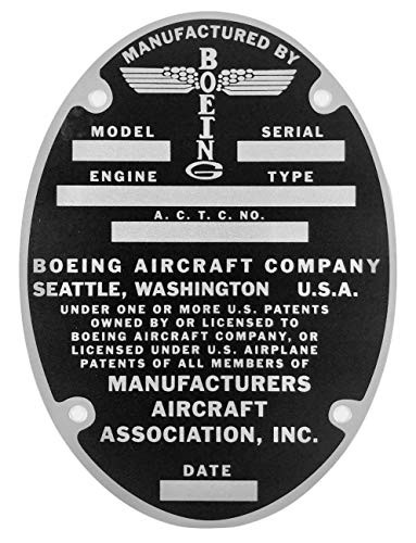 Boeing B-17 Flying Fortress Data Plate on Aluminum Stock