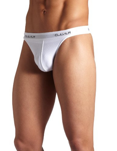 Clever Mens Mesh Thong White Medium