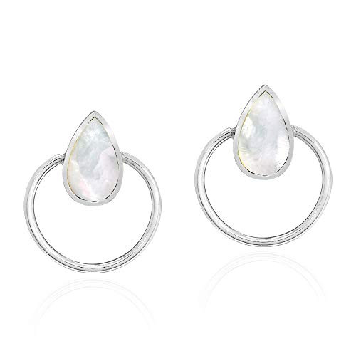 Cute Teardrops White Mother of Pearl Inlay .925 Sterling Silver Circle Stud Earrings Cute Teardrops White Mother of Pearl Inlay .925 Sterling Silver Circle Stud Earrings