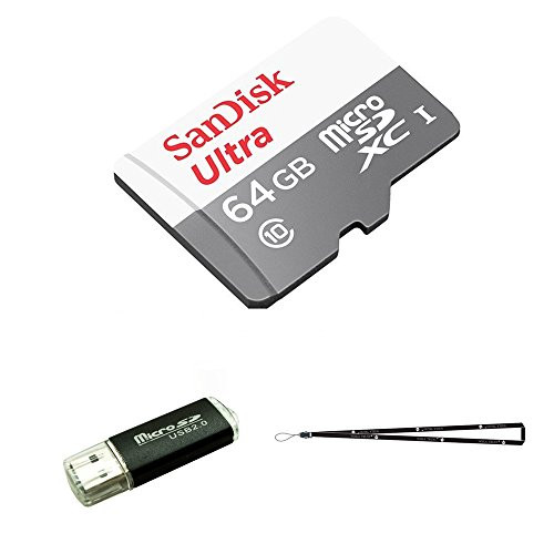 64GB Memory Card for GoPro Hero 5 Black/Silver/Session - Sandisk Ultra 64G micro SDXC Micro SD UHS-1 TF Class 10 for Hero5 Silver Edition/Hero5 Black Edition +TF USB Card Reader +Wisla Trust Lanyard