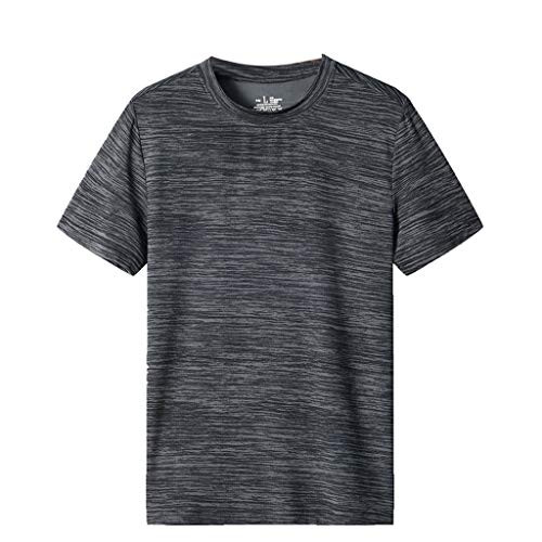 Aniywn Plus Size Mens Summer Casual O-Neck T-Shirt Fitness Sport Fast-Dry Breathable Top Blouse Gray