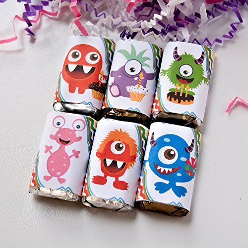 54 Monster Candy Favor Wrappers Monster Candy Stickers Monster Gift Party Favor