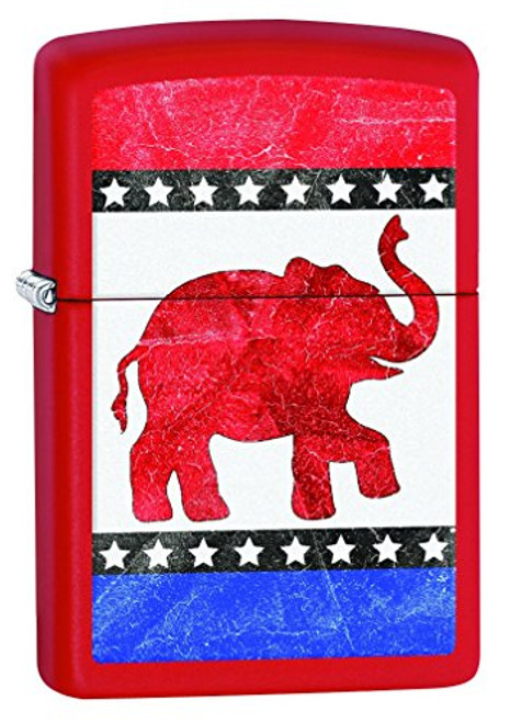 Zippo Republican Elephant Pocket Lighter Red Matte