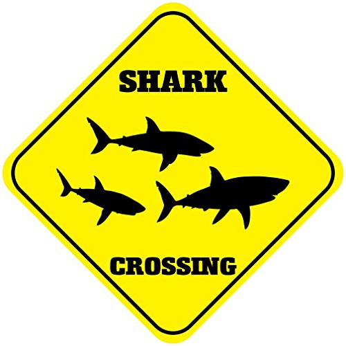 Fastasticdeals Shark Crossing Funny Metal Aluminum Novelty Sign