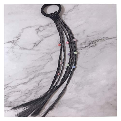 Muchengy Hair tie 1pc Children Wig Braids Multi-Color Mini Clip Kids Elastics Hair Bands Girl Cute Hair Accessories Korean Style Hair Rope  Color   Flower Black