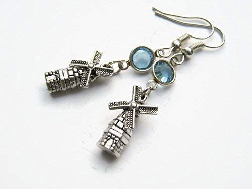 Windmill Birthstone Earrings Dutch Windmills Earrings Personalized Country Earrings Windmill Jewelry Windmill Birthstone Earrings Dutch Windmills Earrings Personalized Country Earrings Windmill Jewelry