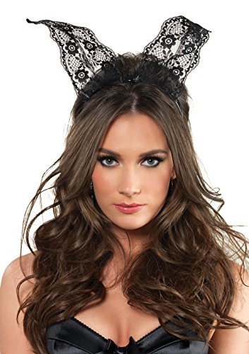 Leg Avenue Womens Scalloped Lace Bunny Ears Black One Size