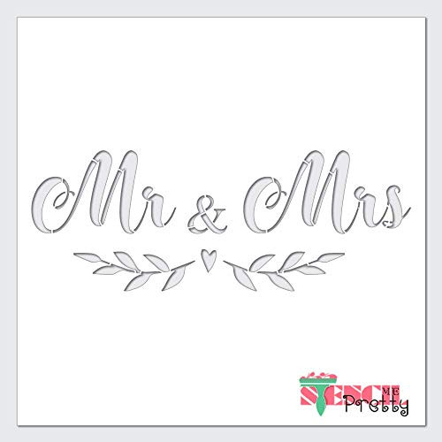 Stencil - Mr  and  Mrs Wedding Day Sign Making DIY Template-S  15 inch  x 5.75 inch    Ultra Thick Exhibit Grade White Color Material
