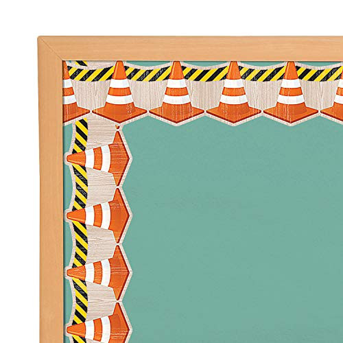 Fun Express Under Construction - Cones Bb Border - 12 Pieces - Educational and Learning Activities for Kids