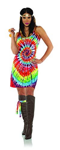 UNDERWRAPS Womens Hippie 60S Tie Dye Mini Dress Costume Multi Large