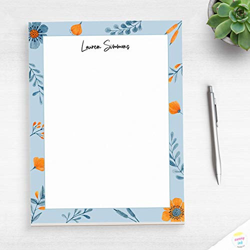 Artful Floral Design Customized Notepad - Personal Notepad - Watercolor Notepad - Flower Writing Pad