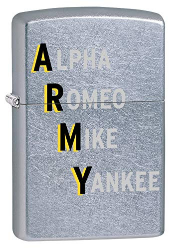Zippo US Army Alpha Romeo Mike Yankee Street Chrome Pocket Lighter One Size
