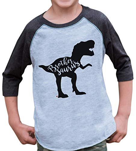 7 ate 9 Apparel Kids Dinosaur Brothersaurus Grey Baseball Tee 2T