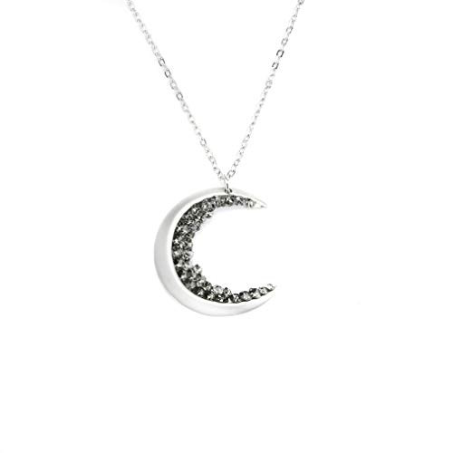 Crescent Moon Necklace Silver Diamond Necklace MignonandMignon Gift for Her Celestial Jewelry - ZCMN