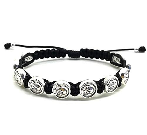 St Padre Pio Bracelet Catholic Saint Medals Charms Protection Jewelry For Men Women Kids - 25 Cord Colors