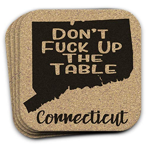Connecticut State Gift Souvenir 4pc Cork Coaster Set