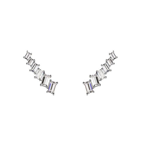 Carleen 925 Sterling Silver CZ Cubic Zirconia Cuff Earrings Ear Crawler Climber Jackets Bar Studs For Women Girls Carleen 925 Sterling Silver CZ Cubic Zirconia Cuff Earrings Ear Crawler Climber Jackets Bar Studs For Women Girls