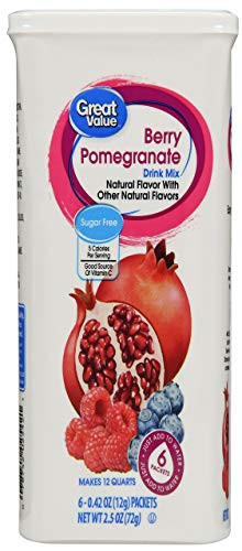 Great Value Berry Pomegranate Drink Mix 6 Count per pack 2.5 Oz  Pack of 2  - SET OF 3