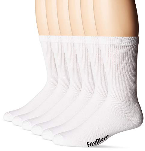 FoxRiver Rugged Crew Medium Weight Socks Value Pack  6 Pair  X-Large White