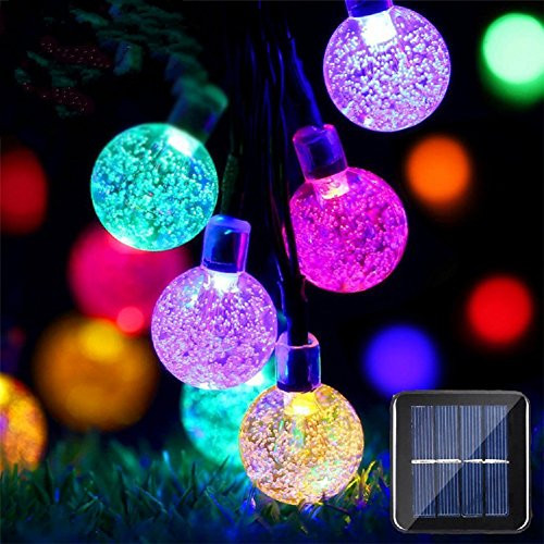 Solar Globe String Lights 20ft Outdoor Waterproof Solar Powered String Lights 30 Pcs LED Crystal Ball Christmas Globe Lights for Garden Yard Landscape Party and Wedding multicolor