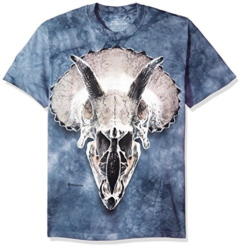 The Mountain Triceratops Skull Adult T-Shirt Blue XL