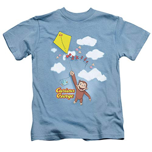 Popfunk Curious George Kite Flying Youth T Shirt  and  Stickers  4  Light Blue