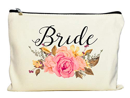 Bride Makeup Bag Bridal Shower Gift Gift for Bride Wedding Cosmetic Pouch Rose Makeup Bag