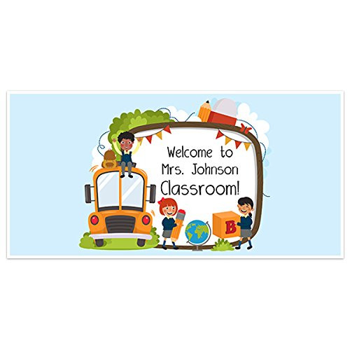 Children School Bus Welcome Back to School Banner Personalized Classroom Decoration