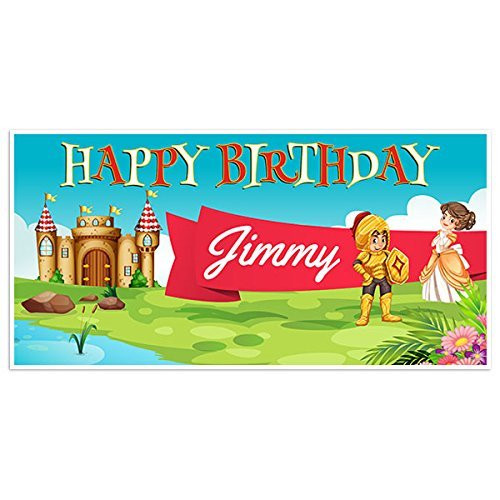 Fairy Tales Knight and Princess Birthday Banner Personalized Backdrop