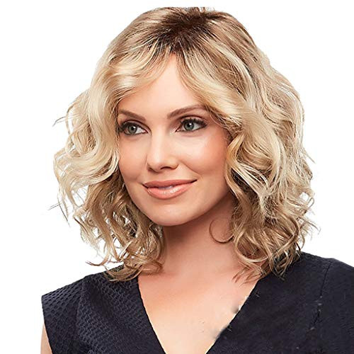 Short Blonde Wigs for White Women Curly Wavy Synthetic Female Hair Wig Full Wigs  Gold 12 Short Blonde Wigs for White Women Curly Wavy Synthetic Female Hair Wig Full Wigs  Gold 12