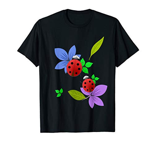 Cute Lady Bug Beetle  and  Summer Garden Leaves