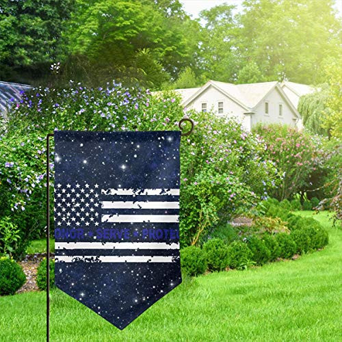 Honor Serve Protect Thin Blue Line Flag Garden Flag Decorative Yard Flags for Holiday Wedding AnniversaryFestivalCelebrationDouble-Sided Demonstration Flag 12.5 X 18 Inches