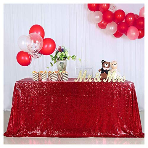 Red Sequin Rectangle Tablecloth 60x102 Inch Seamless Shimmer Table Overlay Cloth for Wedding Party Christmas Birthday Table Linens Decorations Red Sequin Rectangle Tablecloth 60x102 Inch Seamless Shimmer Table Overlay Cloth for Wedding Party Christmas Birthday Table Linens Decorations