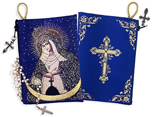 Alexandra Intl Our Lady of Grace of The Gate of Dawn Icon of Ostrabrama Mother of Mercy Virgin Mary Tapestry Rosary Pouch Case 5 3 8 Inch