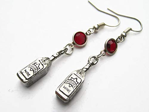 Kosher Wine Birthstone Earrings Passover Earrings Jewish Jewelry Personalized Shabbat Earrings Judaism Earrings