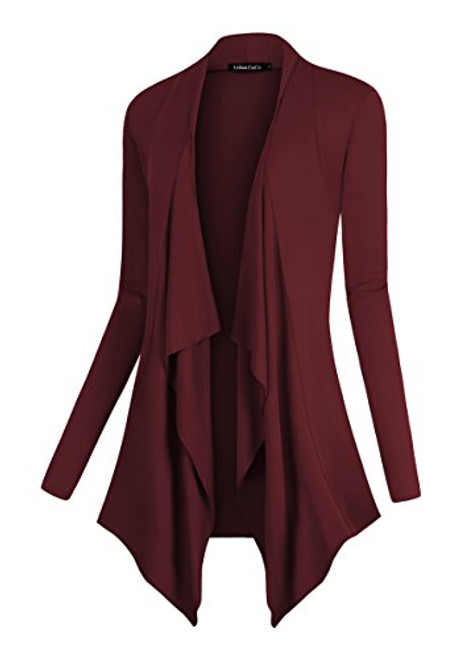 Urban CoCo Womens Drape Front Open Cardigan Long Sleeve Irregular Hem  2XL Windsor Wine