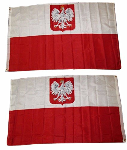 3x5 Poland Polish Polska Eagle 2 Faced Double Sided 2-ply Polyester Flag PREMIUM Vivid Color and UV Fade BEST Garden Outdor Decor Resistant Canvas Header and polyester material FLAG